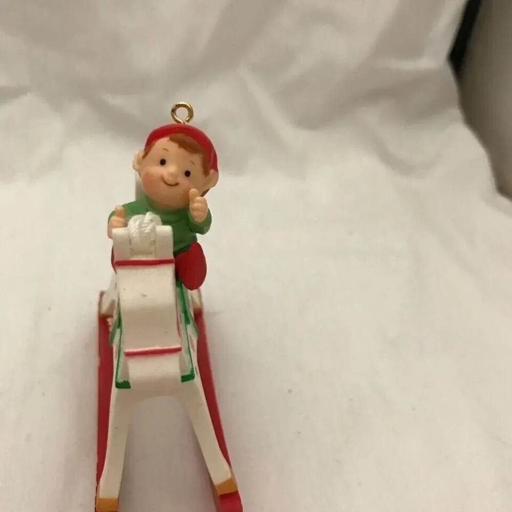 #1343 Enesco 1986 Christmas rocking horse ornament TEACHER   3.5 X 3.5